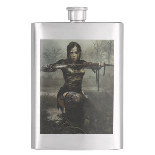 Fantasy Art, Female Warrior mit Schwert Flachmann