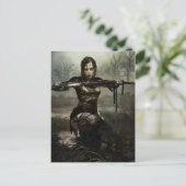 Fantasy Art, Female Warrior mit Schwert Postkarte (Stehend Vorderseite)