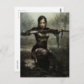 Fantasy Art, Female Warrior mit Schwert Postkarte (Vorne/Hinten)
