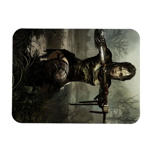 Fantasy Art, Female Warrior mit Schwert Postkarte Magnet (Horizontal)