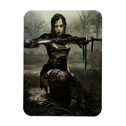 Fantasy Art, Female Warrior mit Schwert Postkarte Magnet (Vertikal)