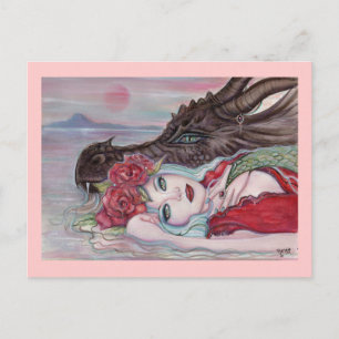 Fantasy Art Girl mit Dragon von Renee Lavoie Postkarte