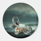 Fantasy Art Lady mit Riesenschlange Magnet (Vorne)