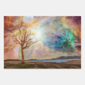 Fantasy Art Nordic Lights Landschaft mit Bäumen Geschenkpapier Set (Vorderseite 2)