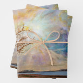 Fantasy Art Nordic Lights Landschaft mit Bäumen Geschenkpapier Set (Beispiel)