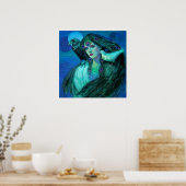 Fantasy Art Poster Peacock Feather Lady Vögel Kräh (Küche)