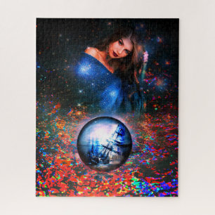 Fantasy Art Puzzle mit Frau und Piratenschiff