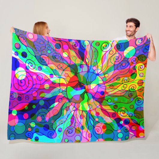 Fantasy Art skizzieren - Abstrakt Neon Shift 1 Fleecedecke (Beispiel)