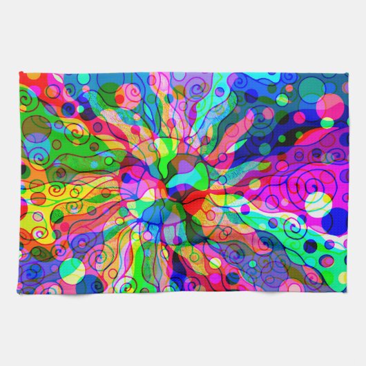 Fantasy Art skizzieren - Abstrakt Neon Shift 1 Geschirrtuch (Horizontal)