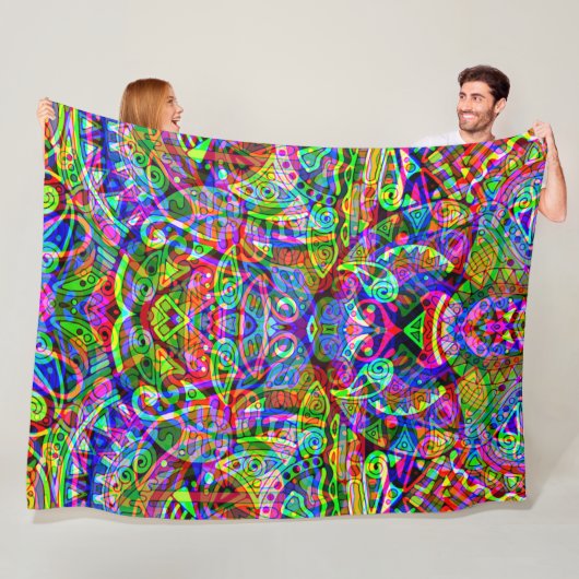 Fantasy Art skizzieren - Abstrakt Neon Shift 3 Fleecedecke (Beispiel)
