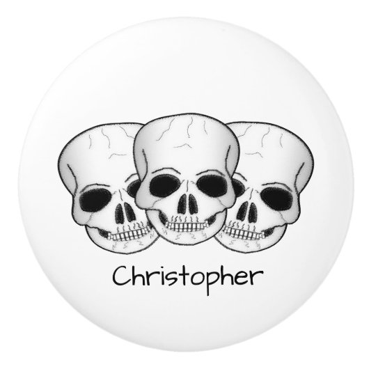Fantasy Art Skulls Design Personalised Keramikknauf (Vorderseite)