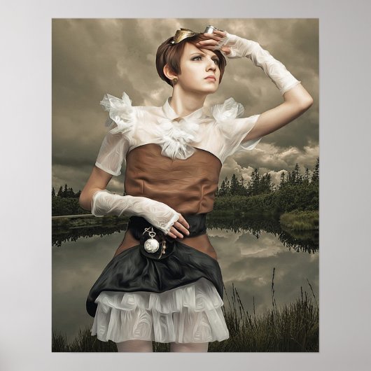 Fantasy Art Steampunk Woman Poster (Vorne)