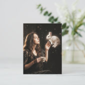 Fantasy Art Surreal Tea Time With White Rabbit  Postkarte (Stehend Vorderseite)