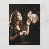 Fantasy Art Surreal Tea Time With White Rabbit  Postkarte (Vorderseite)