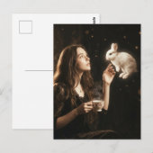 Fantasy Art Surreal Tea With White Rabbit  Postkarte (Vorne/Hinten)