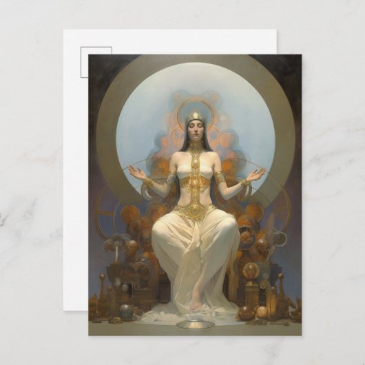 Fantasy Art vermittelt Königin auf Throne Postkarte (Vorne/Hinten)