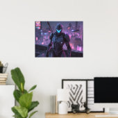 Fantasy Art - Wächter der Neon-Grenze Poster (Heimbüro)