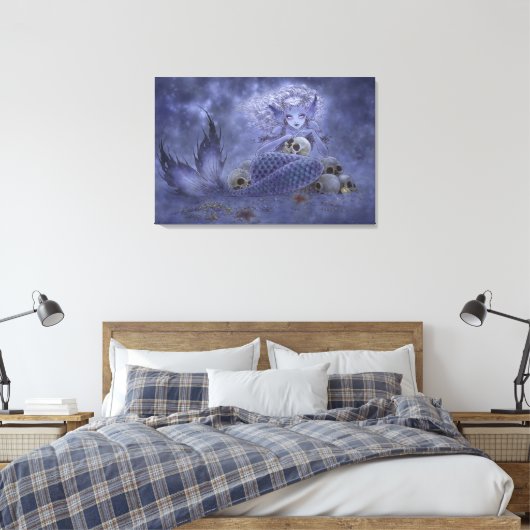 Fantasy Art Wrapped Canvas Print - Dark Mermaid Leinwanddruck (Insitu (Schlafzimmer))