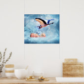 Fantasy Baby and Storch Schlafplakat Poster (Küche)