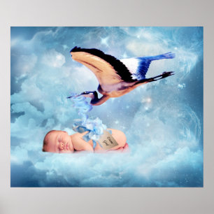 Fantasy Baby and Storch Schlafplakat Poster