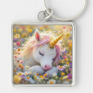 Fantasy Baby Unicorn Blume Schlüsselanhänger