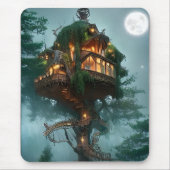 Fantasy Baumhaus Digitalkunst Mousepad (Vorne)