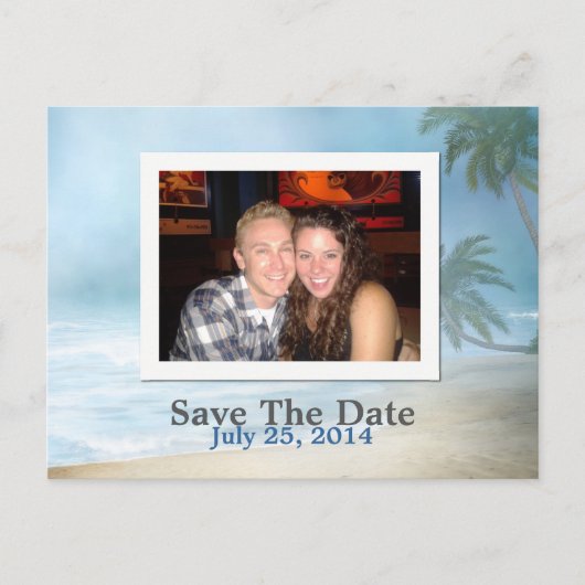 Fantasy Beach Custom Foto Wedding Save the Date Ankündigungspostkarte (Vorderseite)