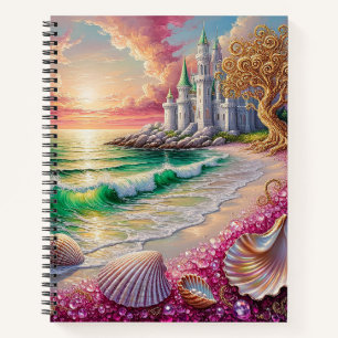 Fantasy Beach mit Muscheln, Burg Notizblock