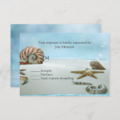 Fantasy Beach mit Muscheln Hochzeit RSVP Card (Vorne/Hinten)