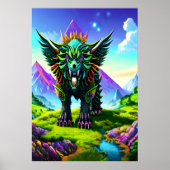Fantasy Beast in Fantasy-Wald | AI Art Poster (Vorne)