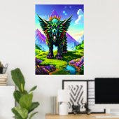 Fantasy Beast in Fantasy-Wald | AI Art Poster (Heimbüro)