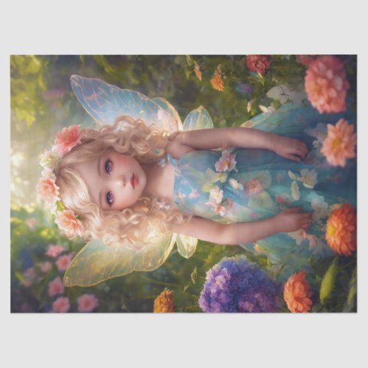 Fantasy Beautiful Blue Fairy Girl Entdeckungsreise Seidenpapier (Vorderseite)