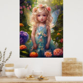 Fantasy Beautiful Blue Fairy Girl Poster (Küche)
