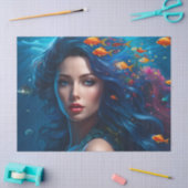 Fantasy Beautiful Blue Meerjungfrau Dekoupage Seidenpapier (Basteln)