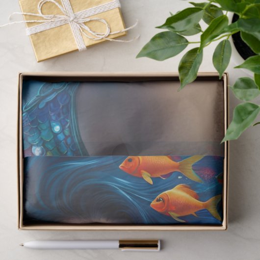 Fantasy Beautiful Blue Meerjungfrau Dekoupage Seidenpapier (Geschenk)