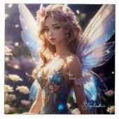 Fantasy Beautiful Blume Fairy Fliese (Vorderseite)