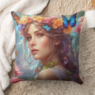 Fantasy Beautiful Fairy Butterfells Blumengarten Kissen