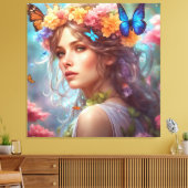 Fantasy Beautiful Fairy Butterfells Blumengarten Leinwanddruck (Insitu (Wohnzimmer))
