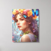 Fantasy Beautiful Fairy Butterfells Blumengarten Leinwanddruck (Vorderseite)