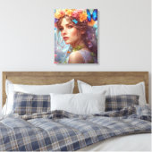 Fantasy Beautiful Fairy Butterfells Blumengarten Leinwanddruck (Insitu (Schlafzimmer))