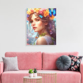 Fantasy Beautiful Fairy Butterfells Blumengarten Leinwanddruck (Insitu (Wohnzimmer))