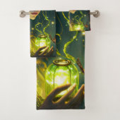 Fantasy Beautiful Green Forest Fairy Badhandtuch Set (Insitu)