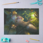 Fantasy Beautiful Green Forest Fairy Decoupage Seidenpapier (Basteln)