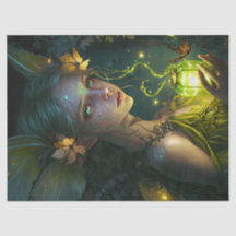 Fantasy Beautiful Green Forest Fairy Decoupage