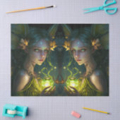 Fantasy Beautiful Green Forest Fairy Decoupage Seidenpapier (Basteln)