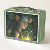 Fantasy Beautiful Green Forest Fairy Metall Brotdose (Vorderseite)