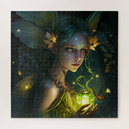 Fantasy Beautiful Green Forest Fairy Puzzle (Horizontal)