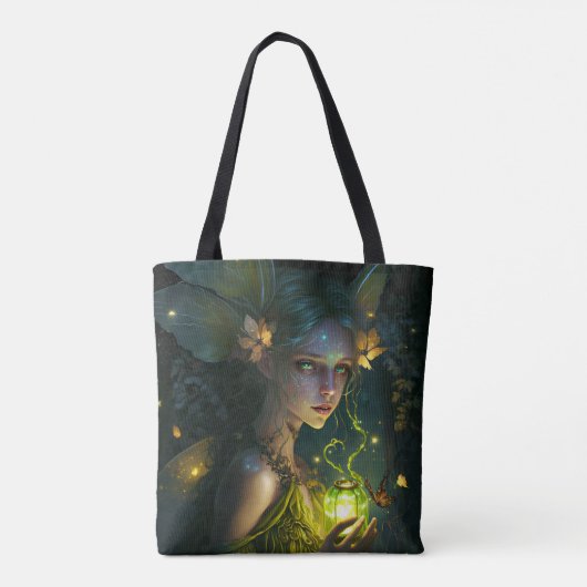 Fantasy Beautiful Green Forest Fairy Tasche (Rückseite)