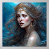 Fantasy Beautiful Meerjungfrau Princess Blue Poster (Vorne)