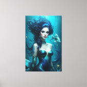 Fantasy Beautiful Meerjungfrau Princess Blue Under Leinwanddruck (Vorderseite)